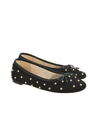 J. Zapatos planos de ballet Crew Andi en gamuza con cuentas para mujer - NEGROS nuevos talla 6 1/2 Foto 1 de 4