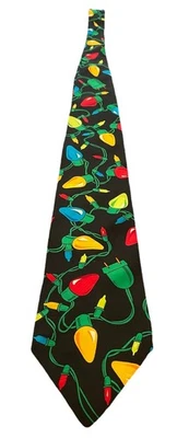 Corbata de Colección Navidad Cuerda Luces Coloridas Bombillas Zylos George Machado Seda EE. UU. Foto 1 de 4