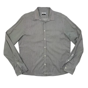 Versace Shirt Mens 17.5 Trend Collection Black White Striped Button Up Dress - Picture 1 of 11