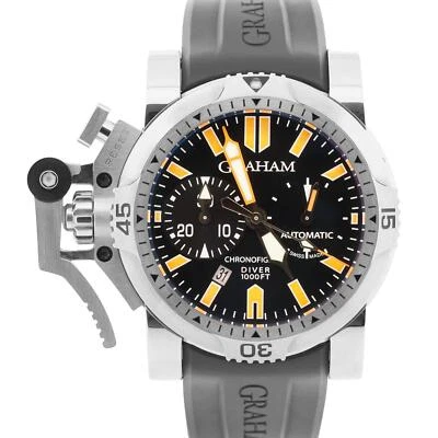 Relógio masculino Graham Chronofighter aço inoxidável borracha preto 47mm 20VDIVAS.BO2A - Imagem 1 de 4