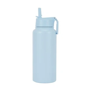 960ml Blue Insulated Drink Water Bottle With Straw Double Wall Stainless Steel - Picture 1 of 3