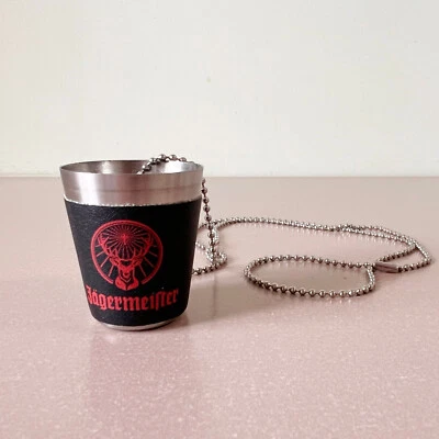 Jägermeister (Jagermeister) Metal with Faux Leather Wrap Shot Glass with Chain - Image 1 of 4