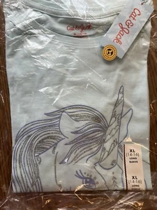 Cat & Jack Girls Size XL 14/16 Long Sleeve T Shirt Light Aqua Unicorn - Picture 1 of 2