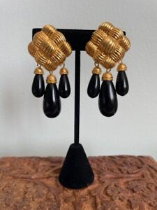 Fendi signed gold-plated, woven drop earrings, Vintage