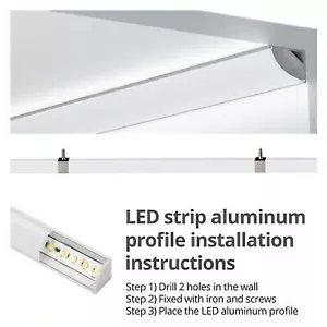Profil für Montage Streifenleuchten LED Aluminium 1m Kanal Diffusor Abdeckung V-Form - Bild 1 von 10