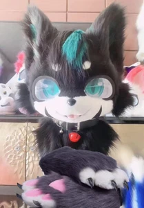 Fursuit Husky Fox Mascot (head + PAWS) Halloween Party Fur Cosplay 78# - Picture 1 of 5