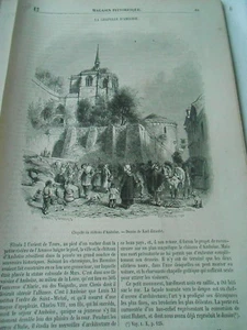 La Chapelle du Chateau d'Ambroise 1856 Gravure Old Print - Picture 1 of 1