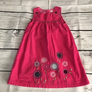 Beebay Girl's Pink Sleeveless Corduroy Dress Embroidered Flowers Size 6 - Picture 1 of 7