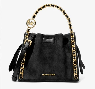 Bolso Bandolera Michael Kors Mina Pequeño Gamuza Logo Cadena Mini Cinturón Negro Foto 1 de 3