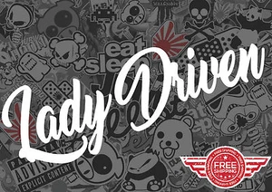 LADY DRIVEN 7" STICKER JDM DECAL TUNER GIRL FUNNY HERS CHICK EURO DRIFT RACING - Picture 1 of 3