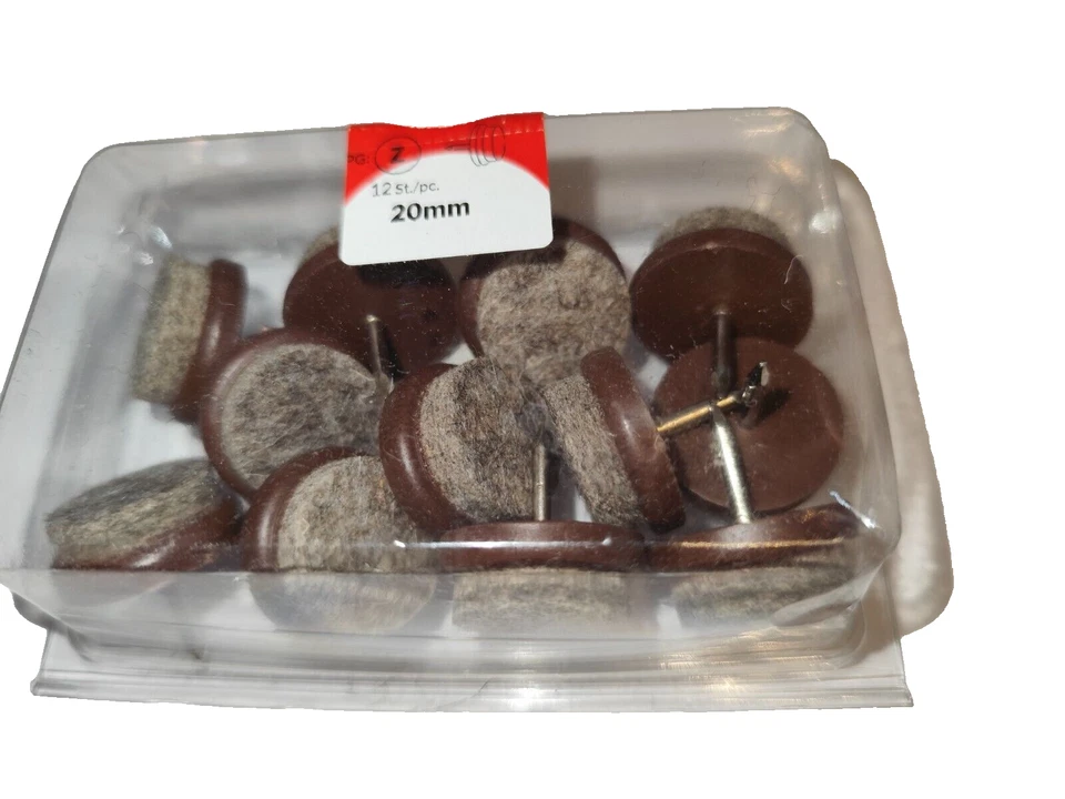 Filzgleiter Möbel-Gleiter  Stift braun 20 mm 12 stück Gleiter Möbelgleiter - Bild 1 von 1