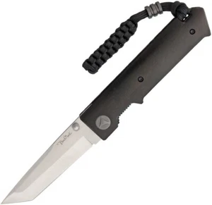 BenchMark Linerlock Folding Knife 3" D2 Tool Steel Tanto Blade Black Wood Handle - Picture 1 of 1
