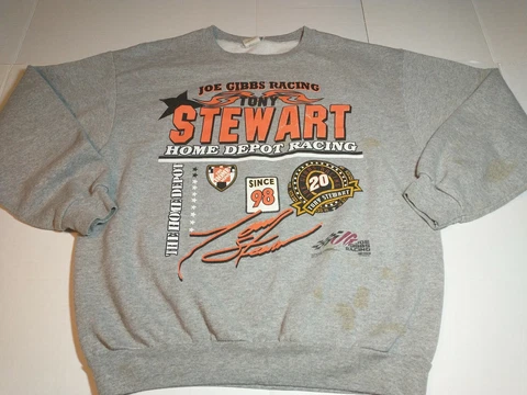Vintage Gray Pullover Tony Stewart #20 Home Depot Sweatshirt Men's Large Cover
