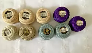 DMC and Anchor Cotton Perle Thread Lot of 9 Size 8 Assorted Colors New - Picture 1 of 5