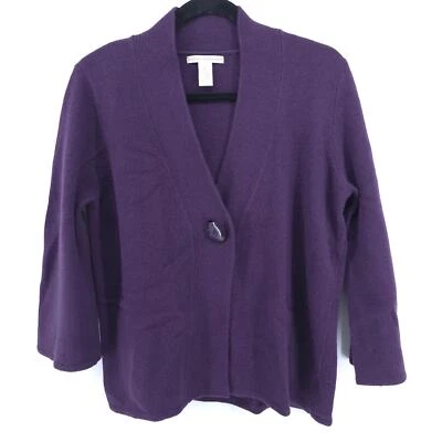 Sarah Spencer Lana de Cordero Angora Tranquilo Lux Púrpura Cuello Simulado Manga Acampanada Cardi L Foto 1 de 4