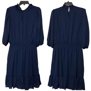 Nanette Lepore Women's Navy Blue 3/4 Sleeve Size 12 Elastic Waist Lining - Picture 1 of 7