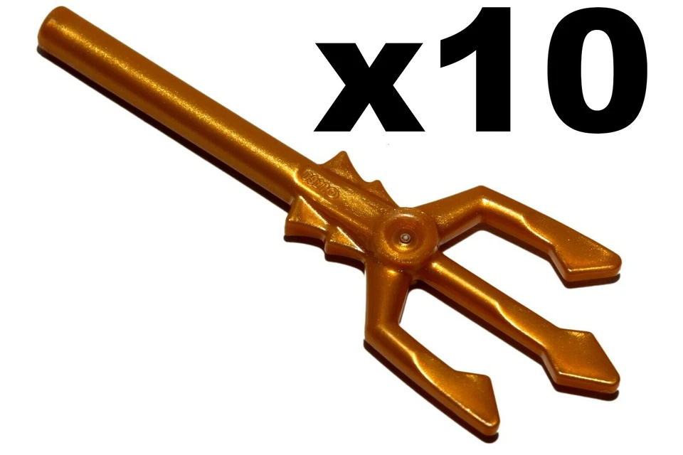 NEW LEGO - Weapon - Spear - Trident Pearl Gold x10 - Aquaman Atlantis 7978 76000 - Image 1 of 1