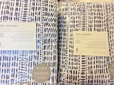 West Elm Two (2) Bomu Jacquard Curtains 48x84 NIP Midnight Weave Texture NWT! - Image 1 of 2