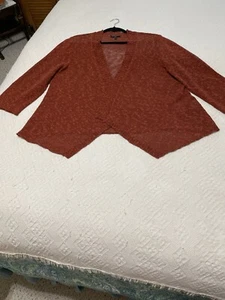 Eileen Fisher rust open front cardigan, 3/4 slvs, xl - Picture 1 of 5