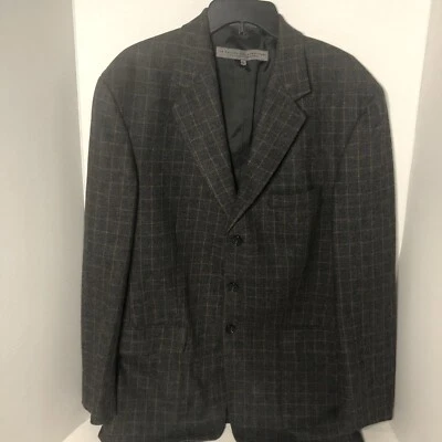 Le Collezioni Structure Men’s Blazer Jacket  M Grey Burnt Orange Square Plaid - Image 1 of 4