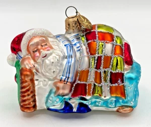 Christopher Radko mundgeblasenes Glas handbemalt Ornament Santa kurz Winters Nap - Bild 1 von 10