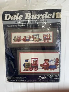 Vintage 1985 DALE BURDETT Teddy Bear Express Cross Stitch KIT TRAIN Unopened - Picture 1 of 11