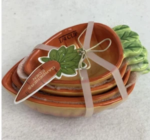 TERRAMOTO Ceramic "CARROT MEASURING CUPS"  EASTER SPRING CONDIMENT CUPS NWT - Picture 1 of 4