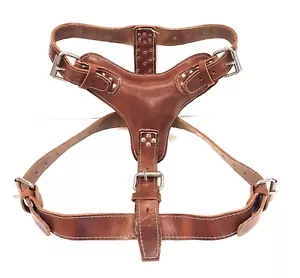 Plain Tan Brown Extra Large Heavy Duty Leather Dog Harness fits Big Dog Breeds - Picture 1 of 1