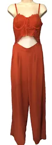 Blashe Size M Burnt Orange Cut Out Pant Jumpsuit Lace Bustier - Picture 1 of 11