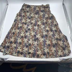 LuLaRoe Skirt - Medium - Horse Head image over multi-color striped background - Picture 1 of 6