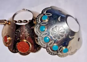2 native Vintage Pferdeschwanz/Zopfhalter gestempelt Nickel Silber & Gold - Bild 1 von 7
