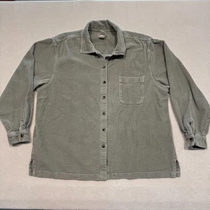 Vtg LL Bean Wide Wale Corduroy Button Down Shirt Shacket Womens Size XL Gray - Picture 1 of 7