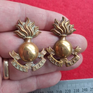 WW2 South African Engineers Corps Collar Badge Matching Pair Worn 1938 - 1945 - Picture 1 of 3