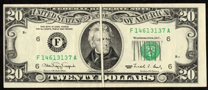 $20 1990 FRN COMPLETE GUTTER FOLD ERROR - Three Eyed Jackson COOL MISTAKE Ch CU - Picture 1 of 2