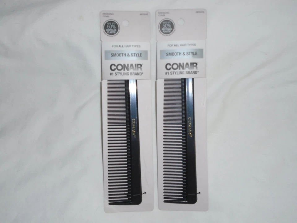 Juego de 2 peines de vestir lisos y estilosos Conair - peines de plástico negro #93504Z Foto 1 de 1