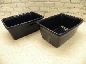 TEMP-TATIONS 2 Cobalt Blue Mini Loaf Bread Pans Presentable Ovenware CSA NICE - Picture 1 of 4