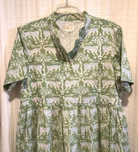 Blue Heron Dress Size XL Animal Print Short Sleeve Pockets Midi SUMMER FAV - Picture 1 of 7