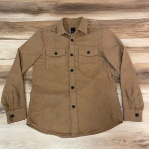 H&M Flannel Shirt Mens Small Regular Fit Button Up Camel Brown Long Sleeve - Picture 1 of 10