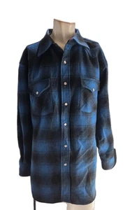Pendleton Herren Hemd Large blau kariert Wolle hochwertig Westernbekleidung Perlen Druckknopf - Bild 1 von 8