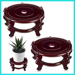 Traditionelle chinesische Vintage Pflanzenständer - 6 Zoll Holzständer (2er Set) - Bild 1 von 9