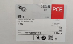 PCE Stecker 045-6 125A 5p 6h Shark 651003 400V 3P+N+PE CEE - Bild 1 von 1