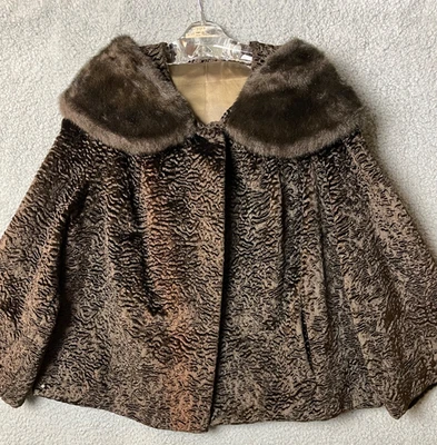 Abrigo Columpio Cuello Piel Sintética Cordero Persa Marrón Años 60 De Colección M Fabuloso De Colección Foto 1 de 4