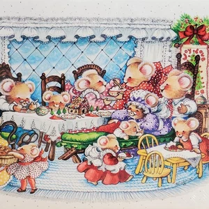 Vintage Hallmark Weihnachten Postkarten - Mäuse Familie Fest Feiertag Karten - versiegelt! - Bild 1 von 5