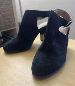 Zapatos de salón Vionic Lacey “Tacón Tortuga” de gamuza negra con cordones talla 7 - Imagen 1 de 12