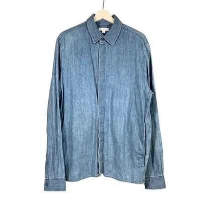 COS Denim Shirt Medium Mens Blue Hemp Cotton Button Up Longsleeve Chore Worker - Image 1 of 4