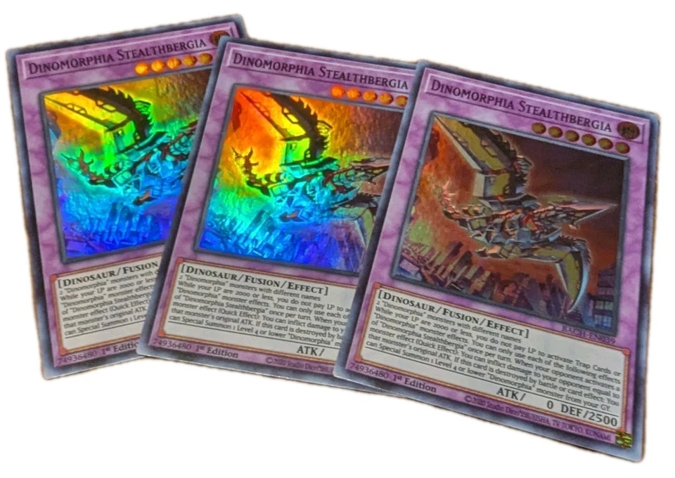 Yugioh Trading Card: 3x Dinomorphia Stealthbergia BACH-EN Super Rare 1st Ed NM - Image 1 of 1