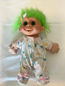 Troll Dolls 12” Plush Plastic Vintage 1992 Multi Toys Corp. Green Hair/Eyes - Picture 1 of 3