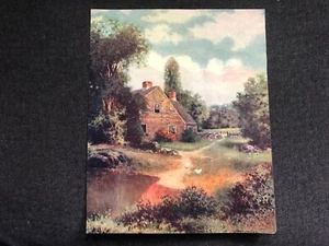 Vintage KALENDER KUNST Litho Druck HÜTTE LAND Enten Szene #11 - Bild 1 von 4