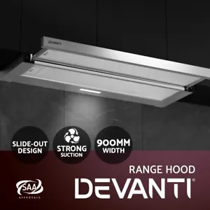Devanti 900mm Range Hood 90cm Slide out Rangehood Kitchen Canopy Stainless Steel - Picture 1 of 8