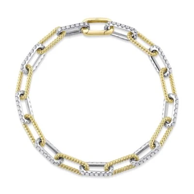 14k Gold Diamond Paperclip Link Bracelet Natural 2.19 CT Women’s - Image 1 of 3